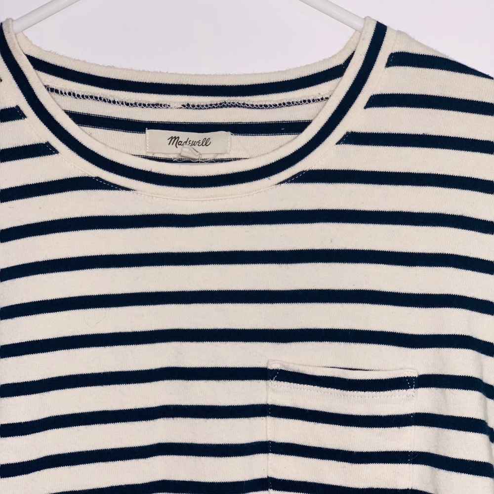 Madewell Long Sleeve Linden Stripe Crop Tee Sz XXS - Picture 6 of 7